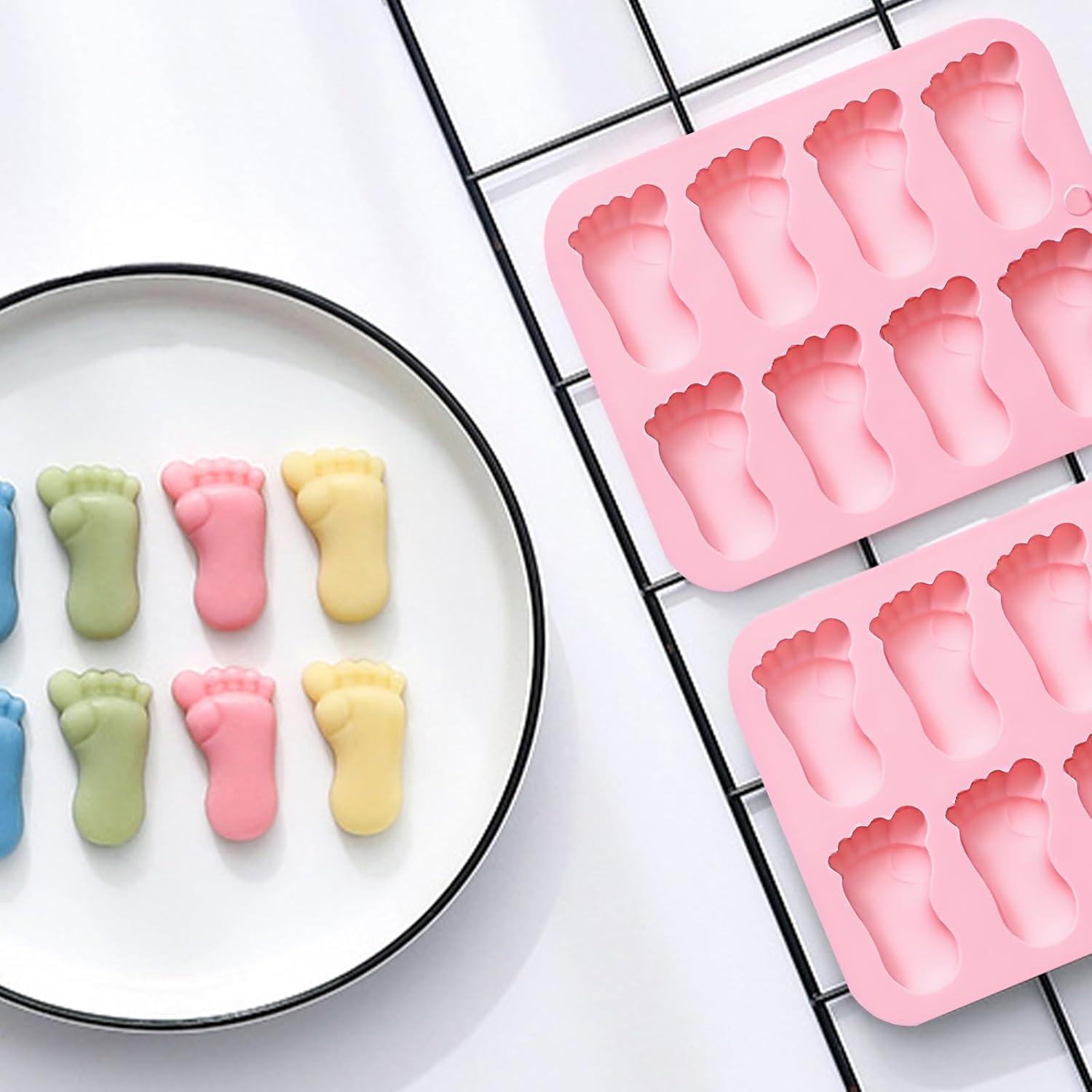 Molde de Silicona Rosa para Huellas de Bebé Fchil - 8 Cavidades