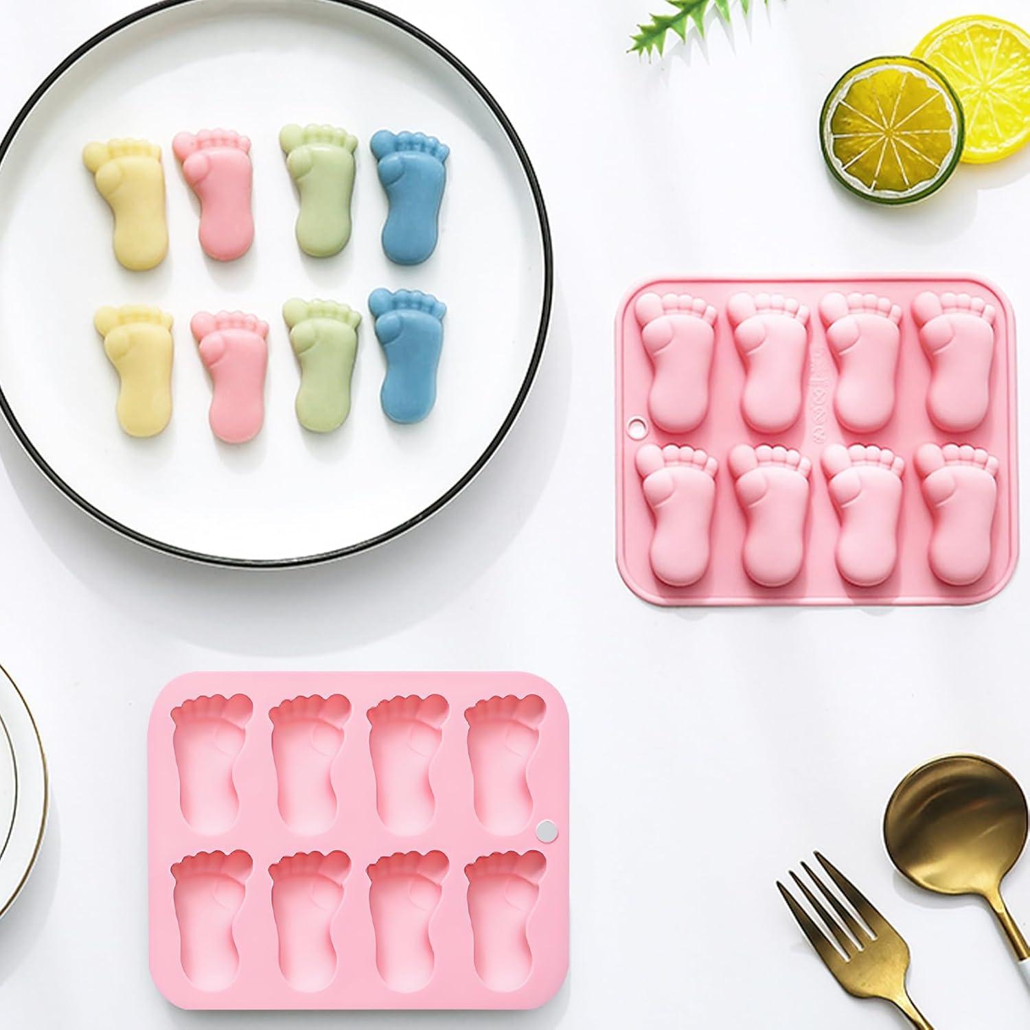 Molde de Silicona Rosa para Huellas de Bebé Fchil - 8 Cavidades