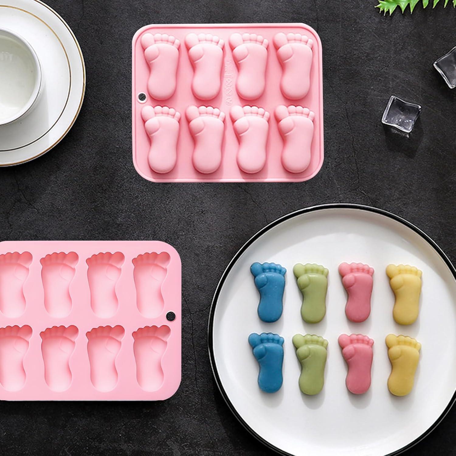 Molde de Silicona Rosa para Huellas de Bebé Fchil - 8 Cavidades