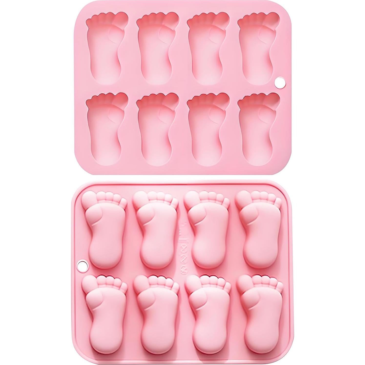 Molde de Silicona Rosa para Huellas de Bebé Fchil - 8 Cavidades