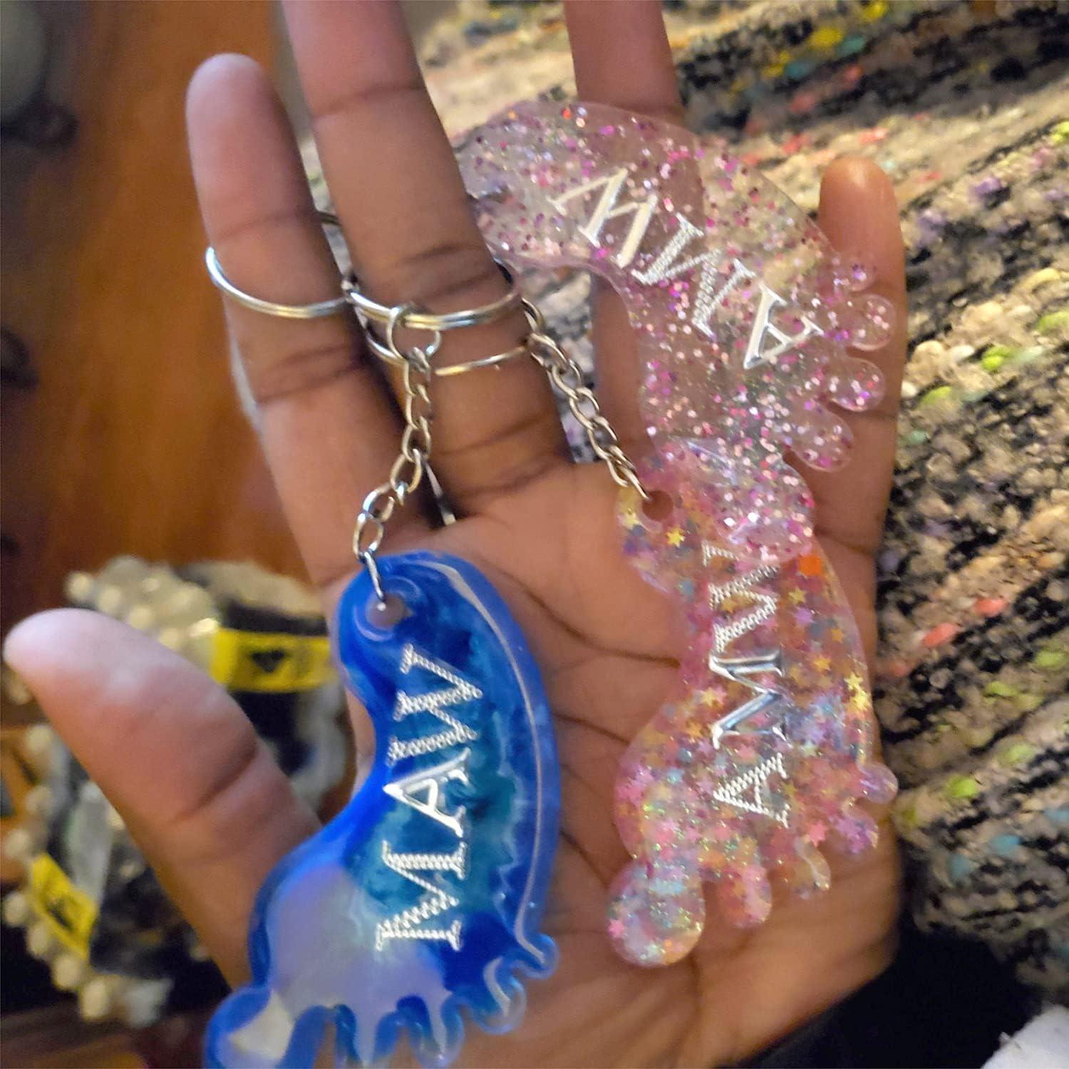 Moldes de Silicona Honbay 2PCS Pie 3D + 12 Llaveros Rosa