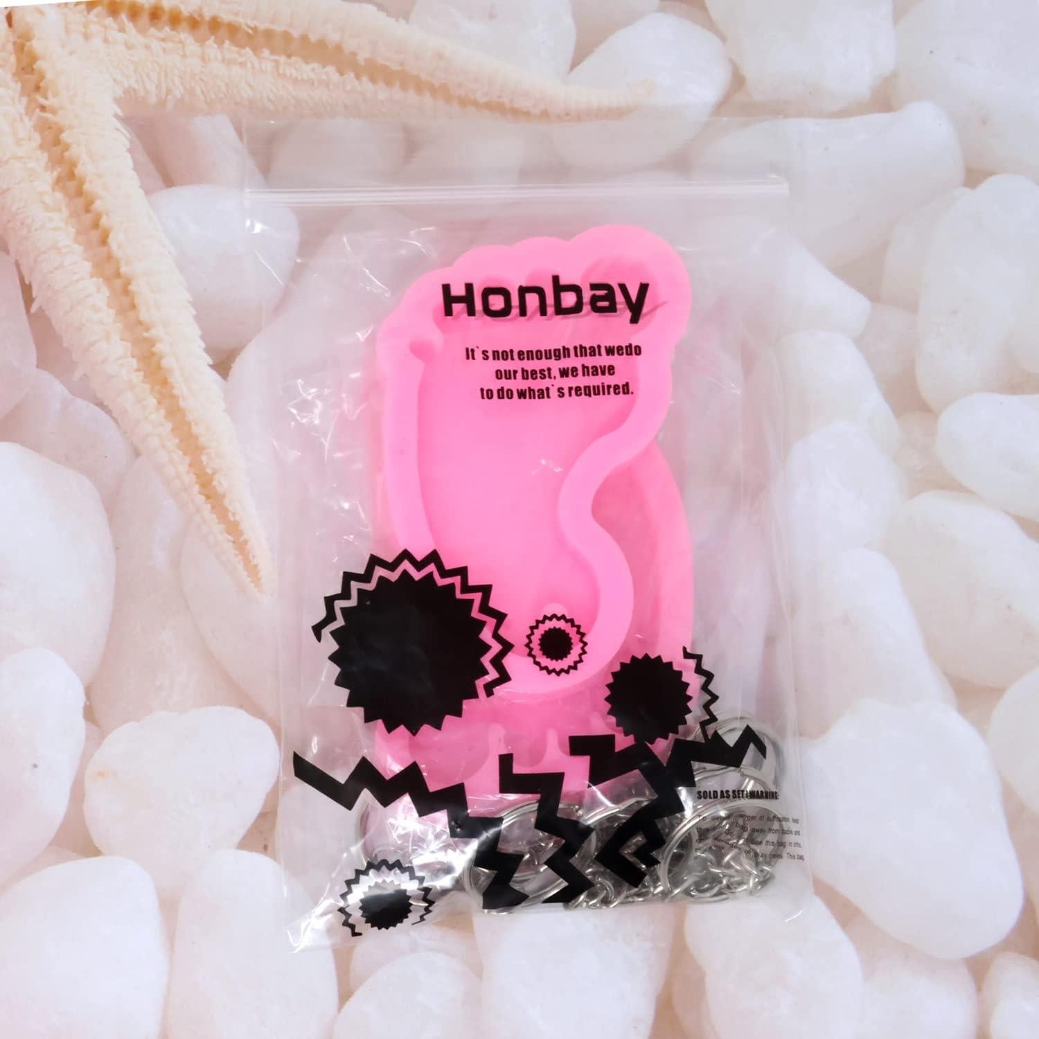 Moldes de Silicona Honbay 2PCS Pie 3D + 12 Llaveros Rosa