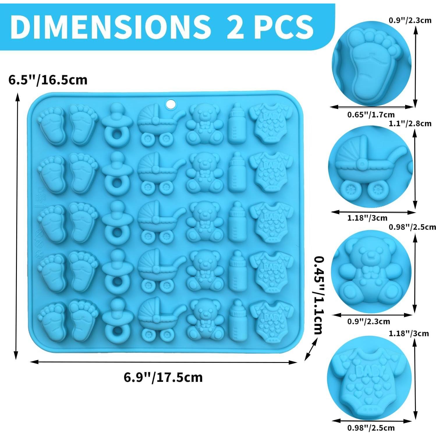 Molde de Chocolate de Silicona Apiocmy para Baby Shower - 2 Piezas