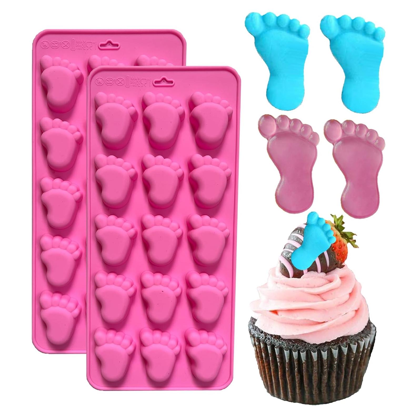 Molde de Silicona para Chocolate Pies de Bebé Rosa 2 Piezas