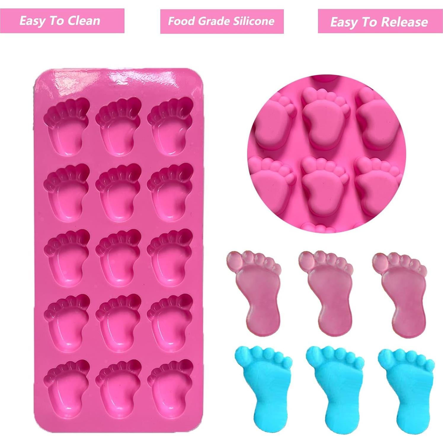 Molde de Silicona para Chocolate Pies de Bebé Rosa 2 Piezas