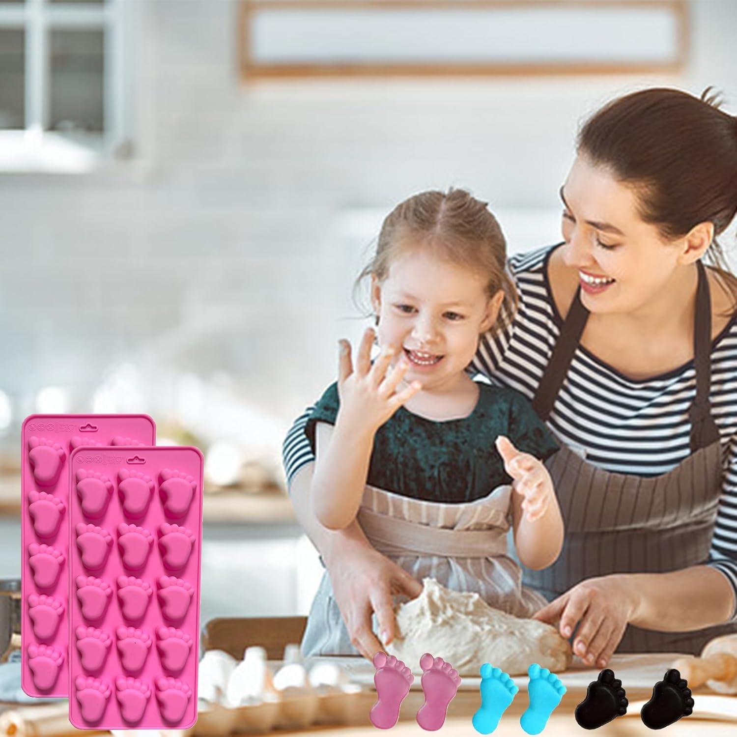 Molde de Silicona para Chocolate Pies de Bebé Rosa 2 Piezas