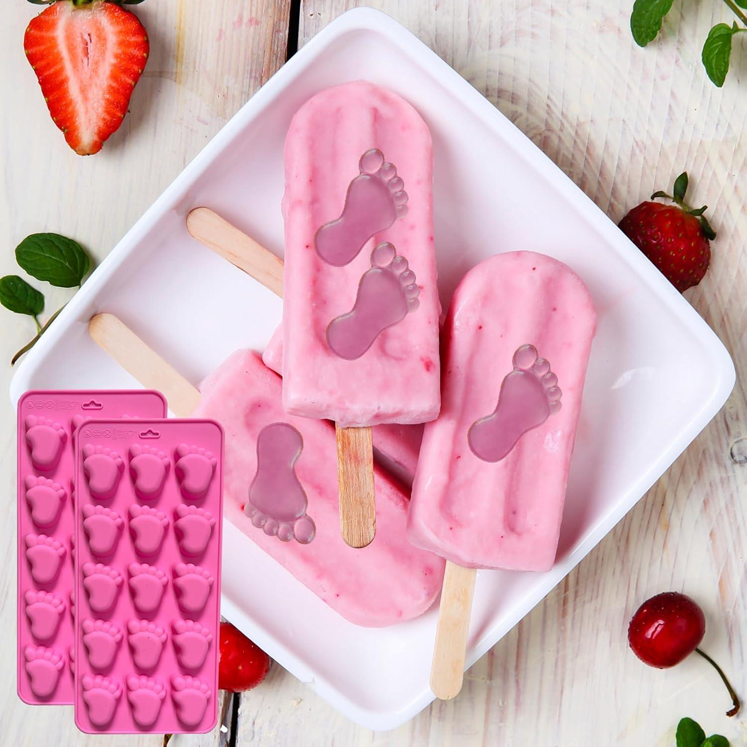 Molde de Silicona para Chocolate Pies de Bebé Rosa 2 Piezas