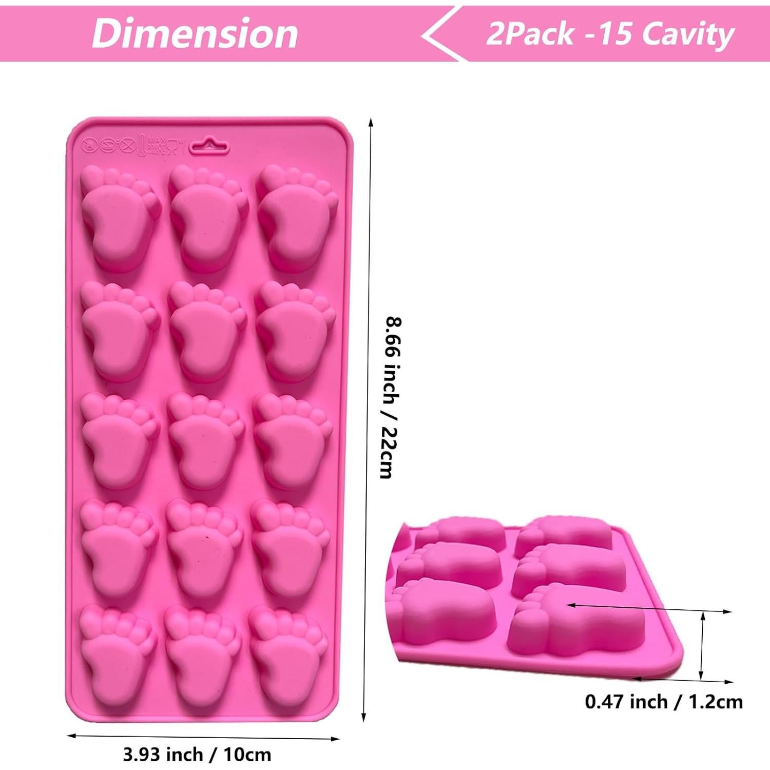 Molde de Silicona para Chocolate Pies de Bebé Rosa 2 Piezas