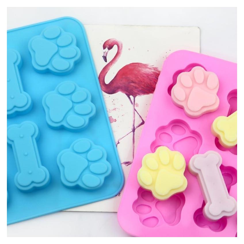 Molde de Silicona 2 Piezas Huella de Perro y Hueso zqzeen