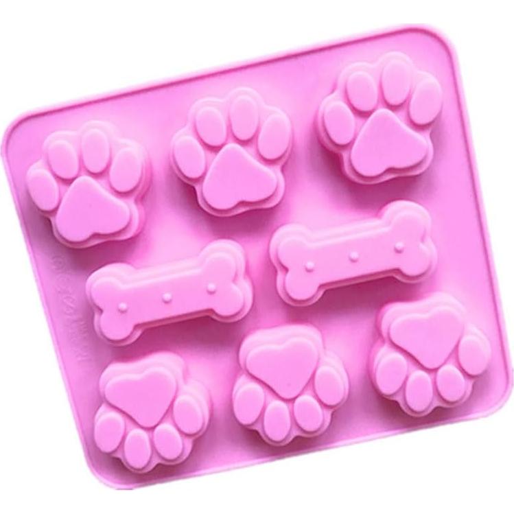 Molde de Silicona 2 Piezas Huella de Perro y Hueso zqzeen