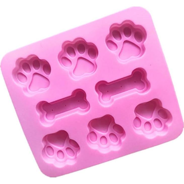 Molde de Silicona 2 Piezas Huella de Perro y Hueso zqzeen