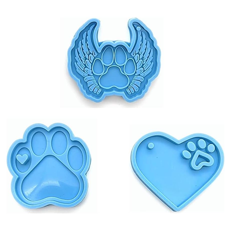 Molde de Huella de Perro de Silicona GrWisdAT - 3 Piezas Azul
