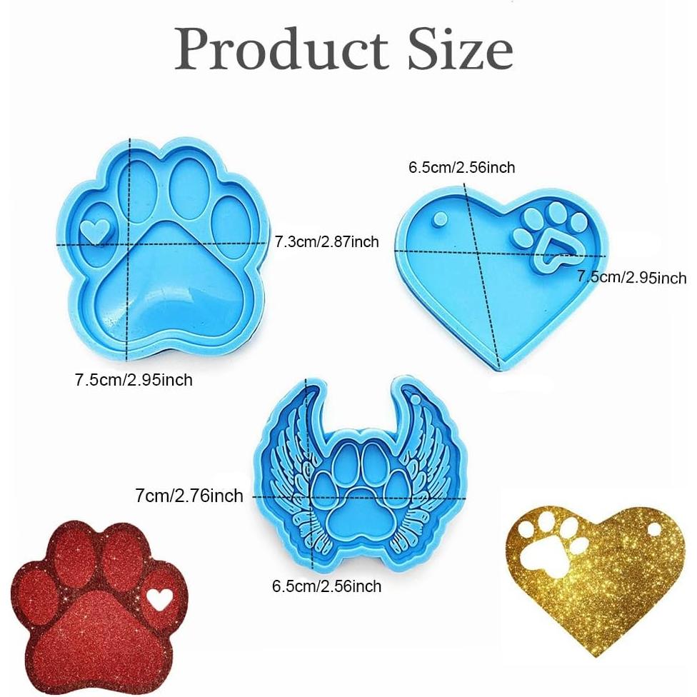 Molde de Huella de Perro de Silicona GrWisdAT - 3 Piezas Azul