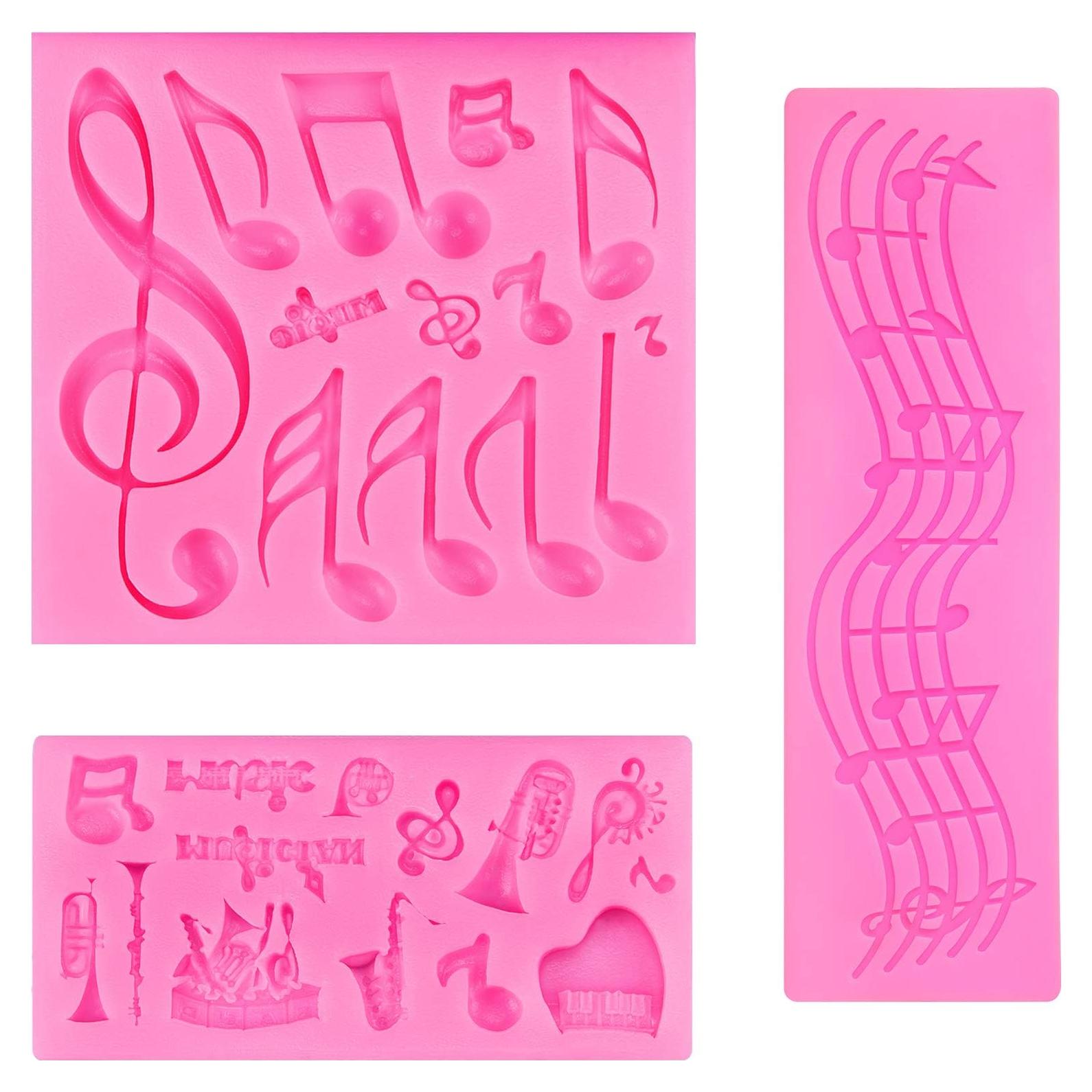 Molde de Fondant Musical Rosa Boao - 3 Piezas Silicona
