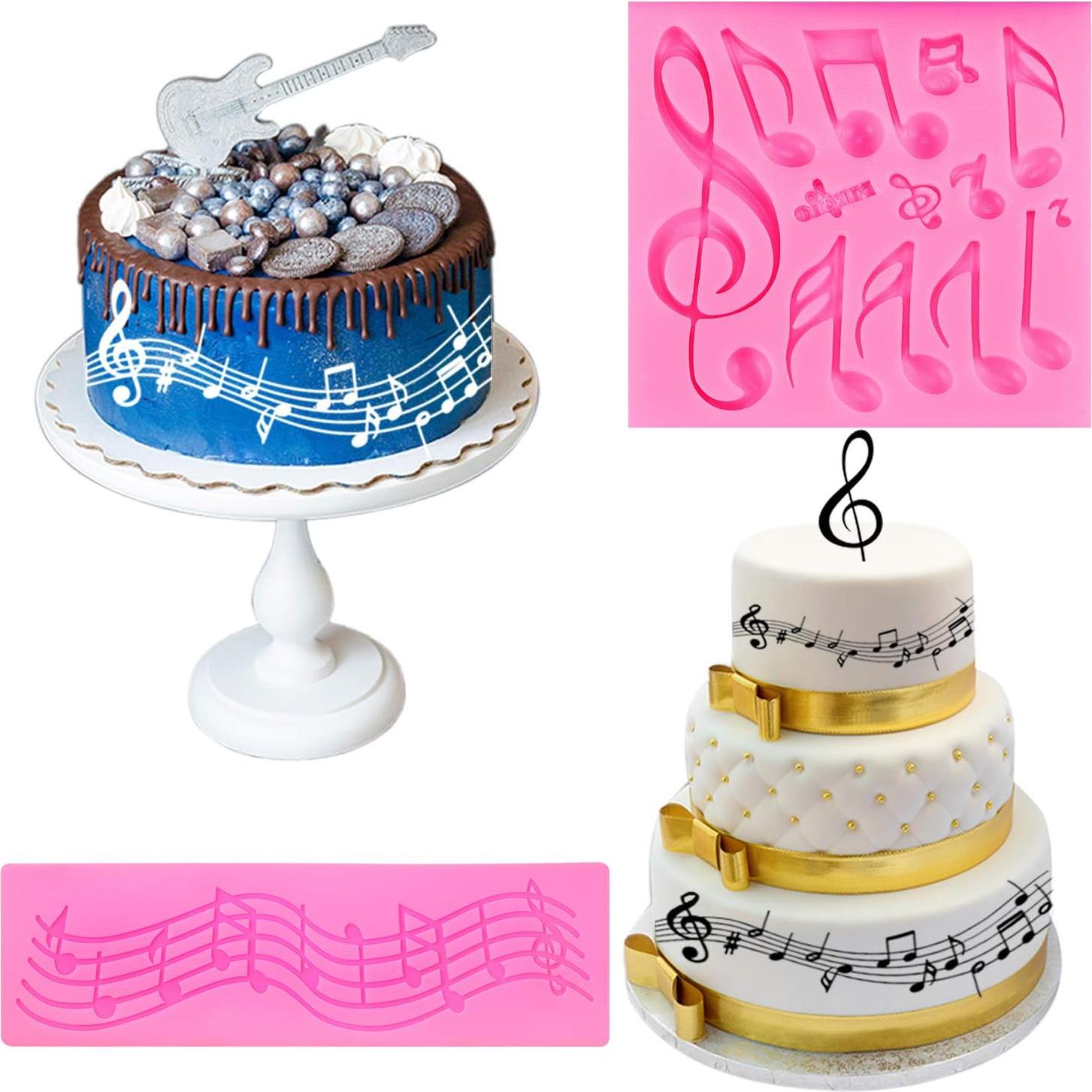 Molde de Fondant Musical Rosa Boao - 3 Piezas Silicona