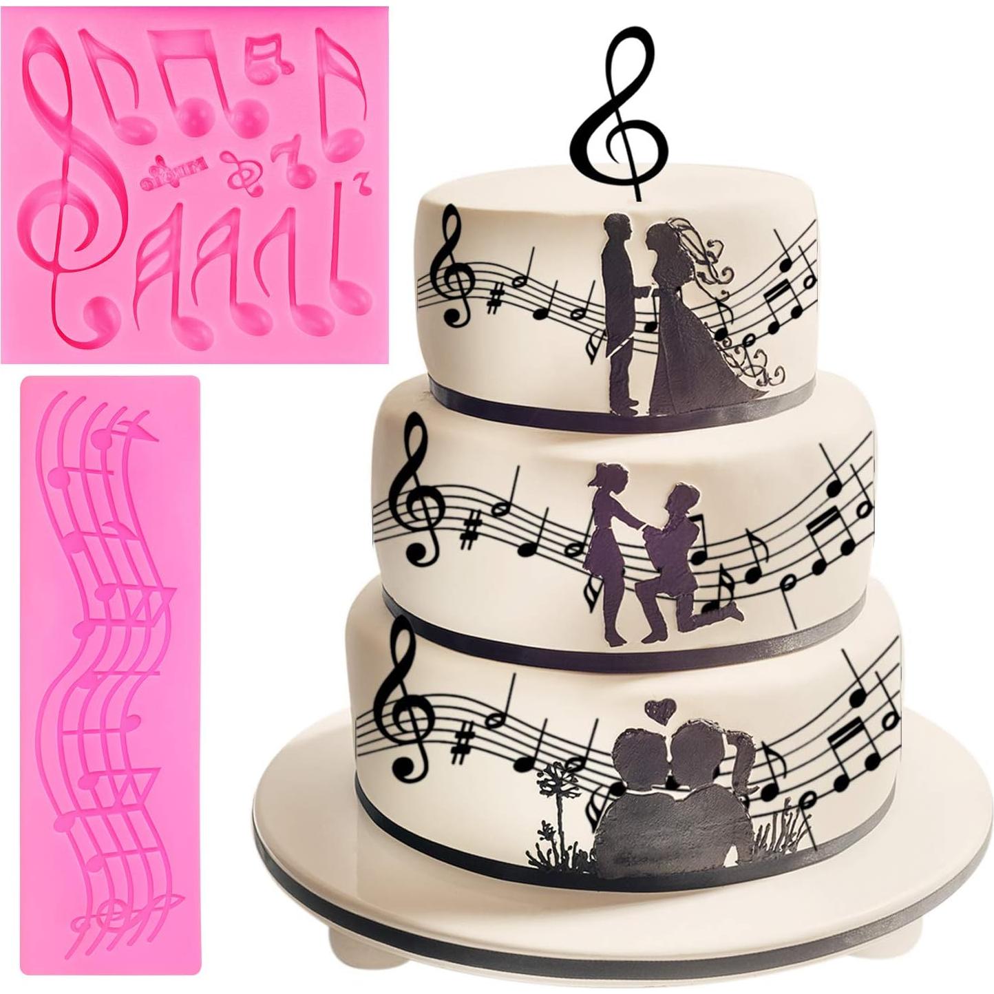 Molde de Fondant Musical Rosa Boao - 3 Piezas Silicona