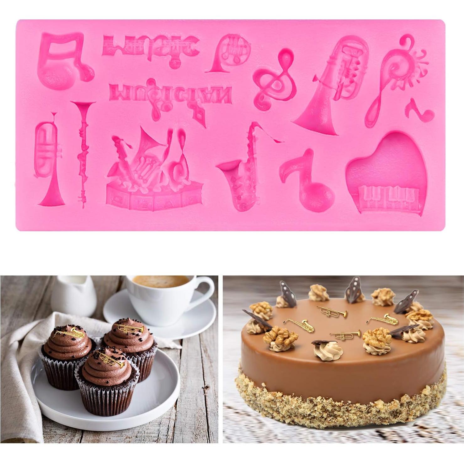 Molde de Fondant Musical Rosa Boao - 3 Piezas Silicona