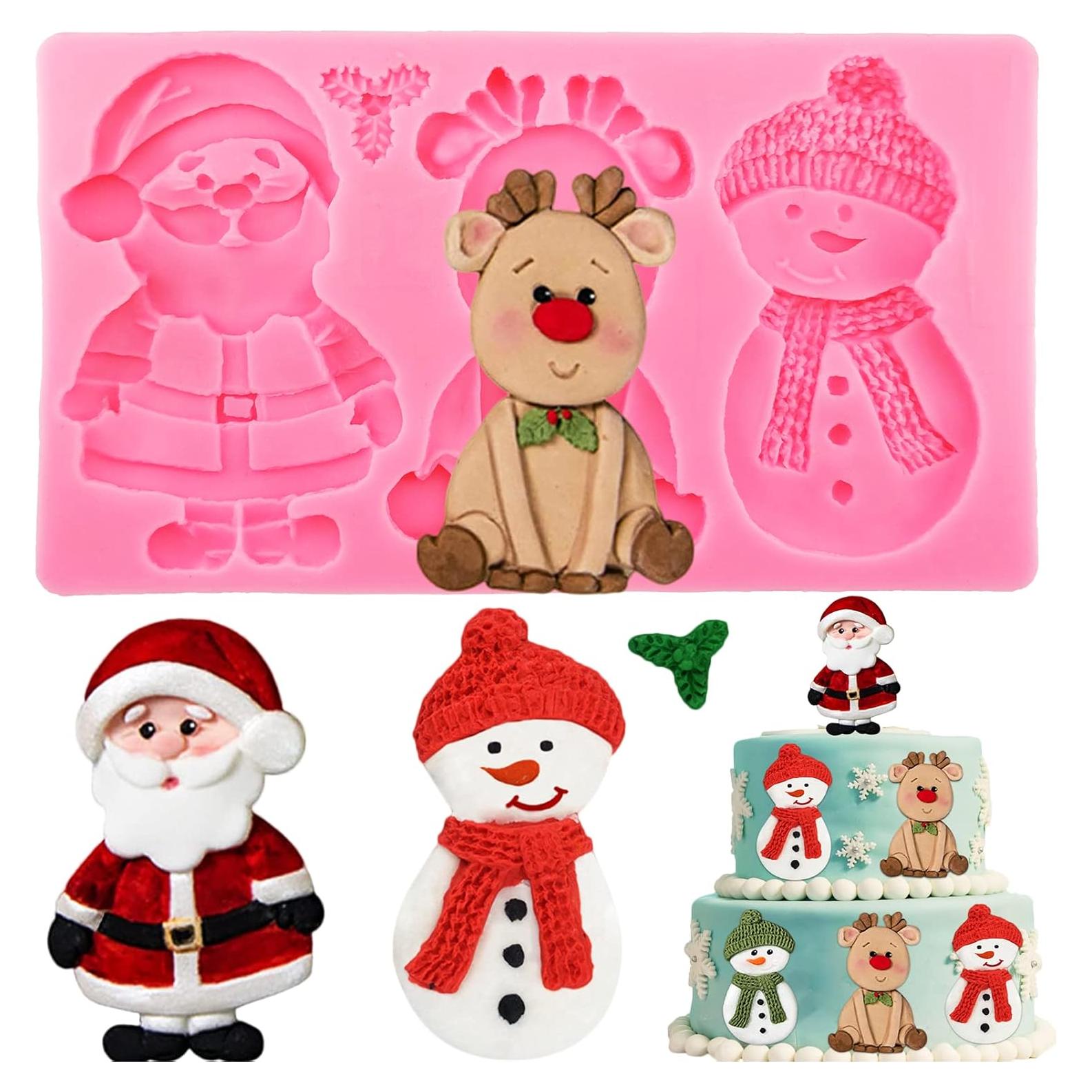 Moldes de Silicona Grande Navidad JJzxwish - Santa, Reno, Muñeco de Nieve