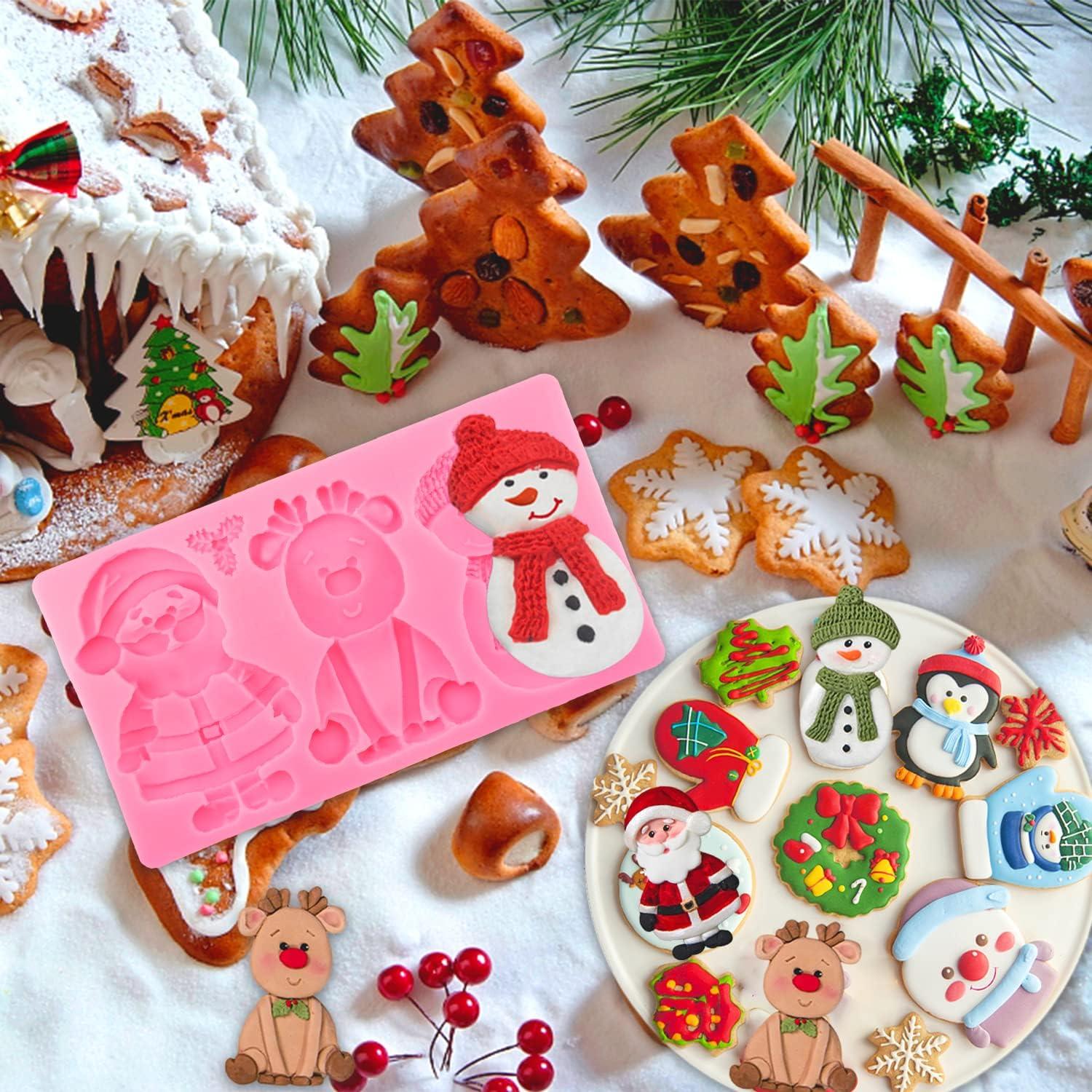 Moldes de Silicona Grande Navidad JJzxwish - Santa, Reno, Muñeco de Nieve