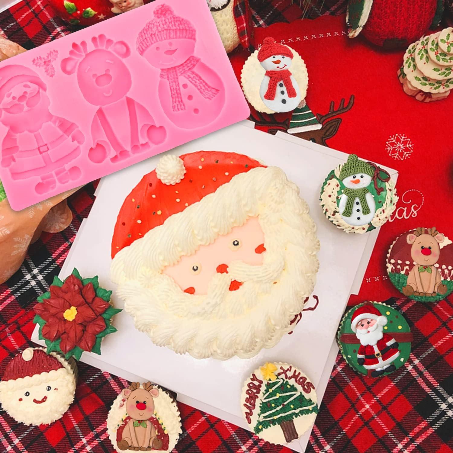 Moldes de Silicona Grande Navidad JJzxwish - Santa, Reno, Muñeco de Nieve