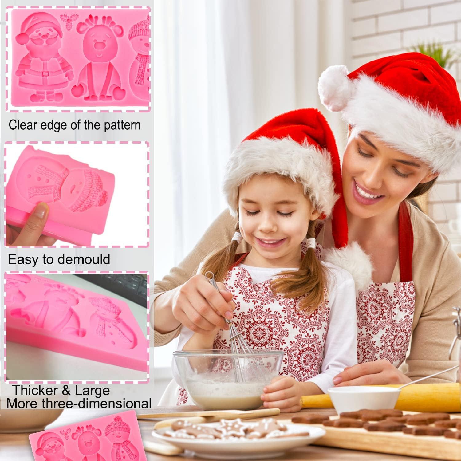 Moldes de Silicona Grande Navidad JJzxwish - Santa, Reno, Muñeco de Nieve