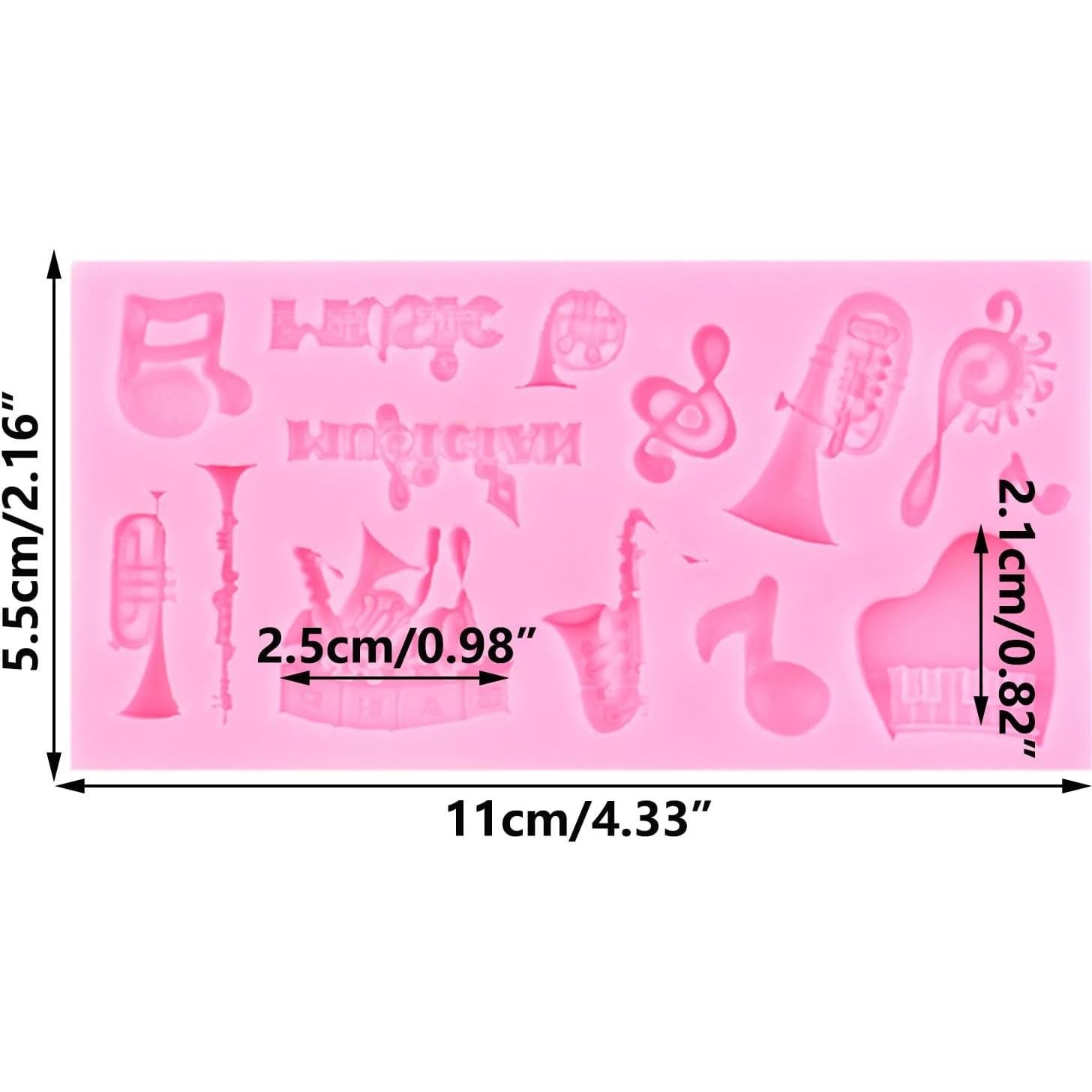 Music Note Fondant Mold Musical Instruments Silicone Mold Boombox Microphone Radio Guitar Molds For Cake Decorating Cupcake Topper Polymer Clay Candy Chocolate Gum Paste