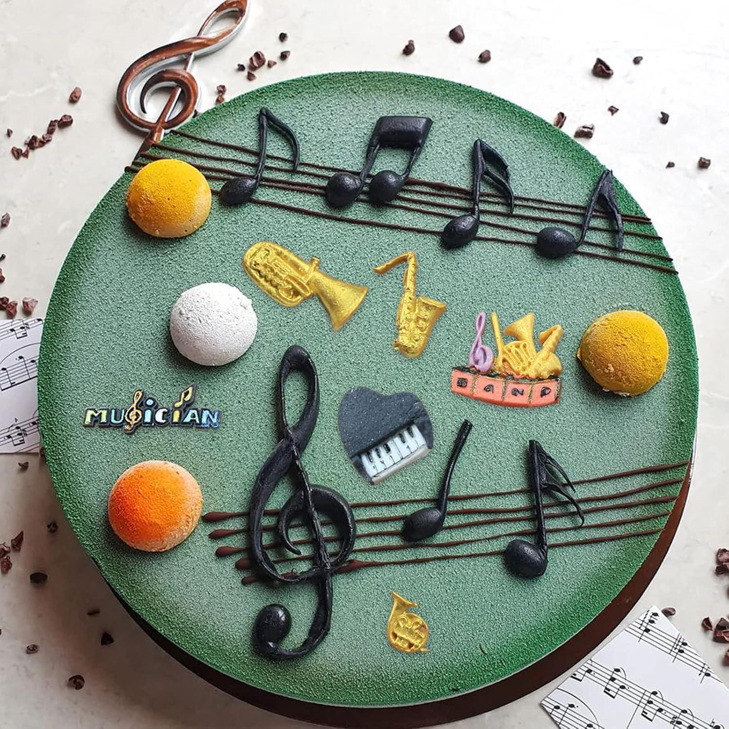 Music Note Fondant Mold Musical Instruments Silicone Mold Boombox Microphone Radio Guitar Molds For Cake Decorating Cupcake Topper Polymer Clay Candy Chocolate Gum Paste