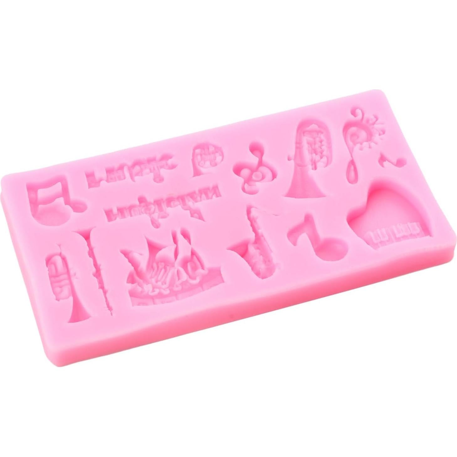 Music Note Fondant Mold Musical Instruments Silicone Mold Boombox Microphone Radio Guitar Molds For Cake Decorating Cupcake Topper Polymer Clay Candy Chocolate Gum Paste