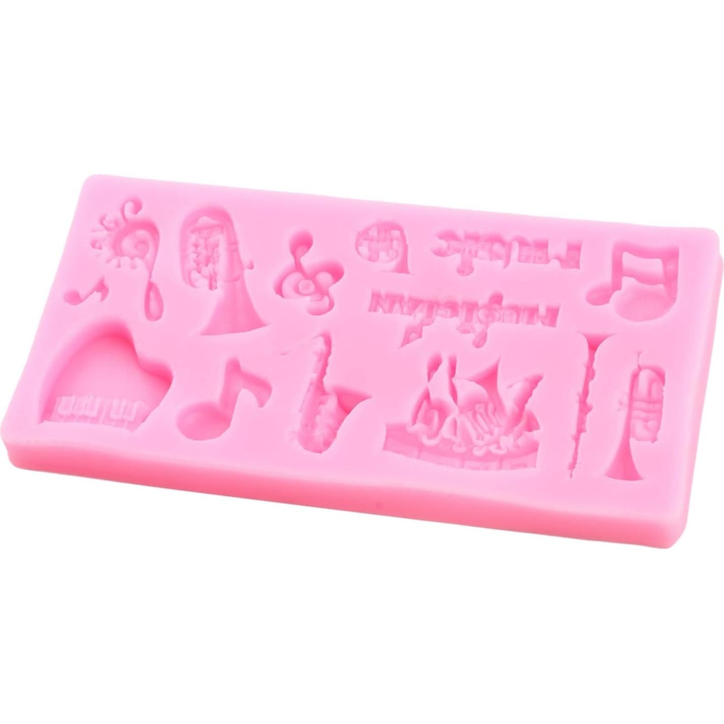 Music Note Fondant Mold Musical Instruments Silicone Mold Boombox Microphone Radio Guitar Molds For Cake Decorating Cupcake Topper Polymer Clay Candy Chocolate Gum Paste