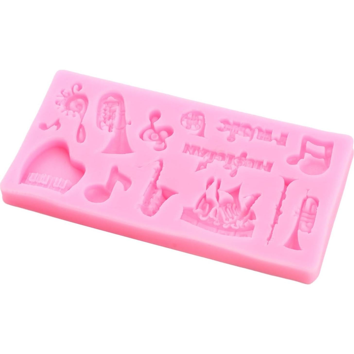 Music Note Fondant Mold Musical Instruments Silicone Mold Boombox Microphone Radio Guitar Molds For Cake Decorating Cupcake Topper Polymer Clay Candy Chocolate Gum Paste