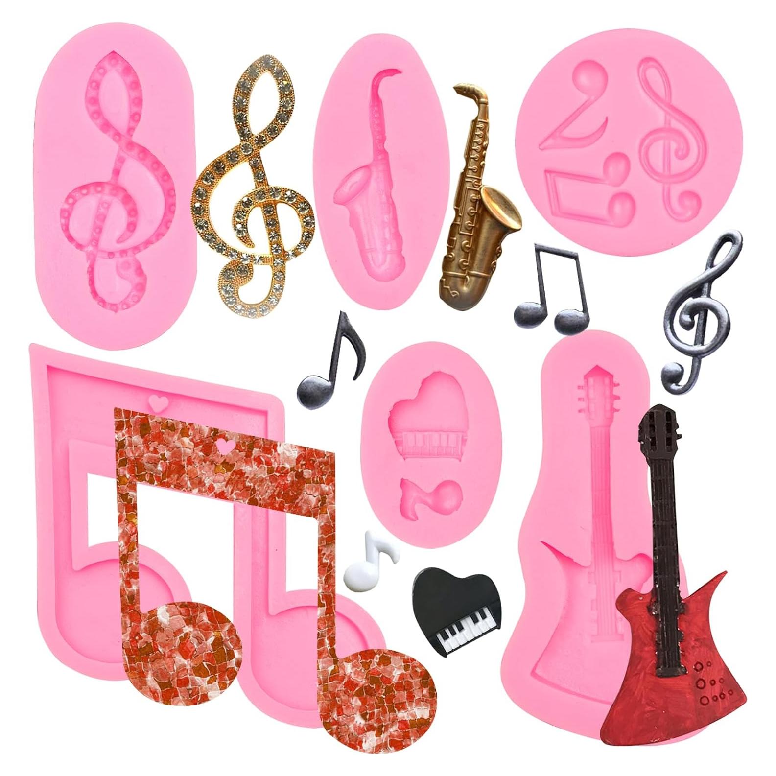 Moldes de Silicona Musical 6 Pcs ywzbomoldrm - Guitarra, Piano