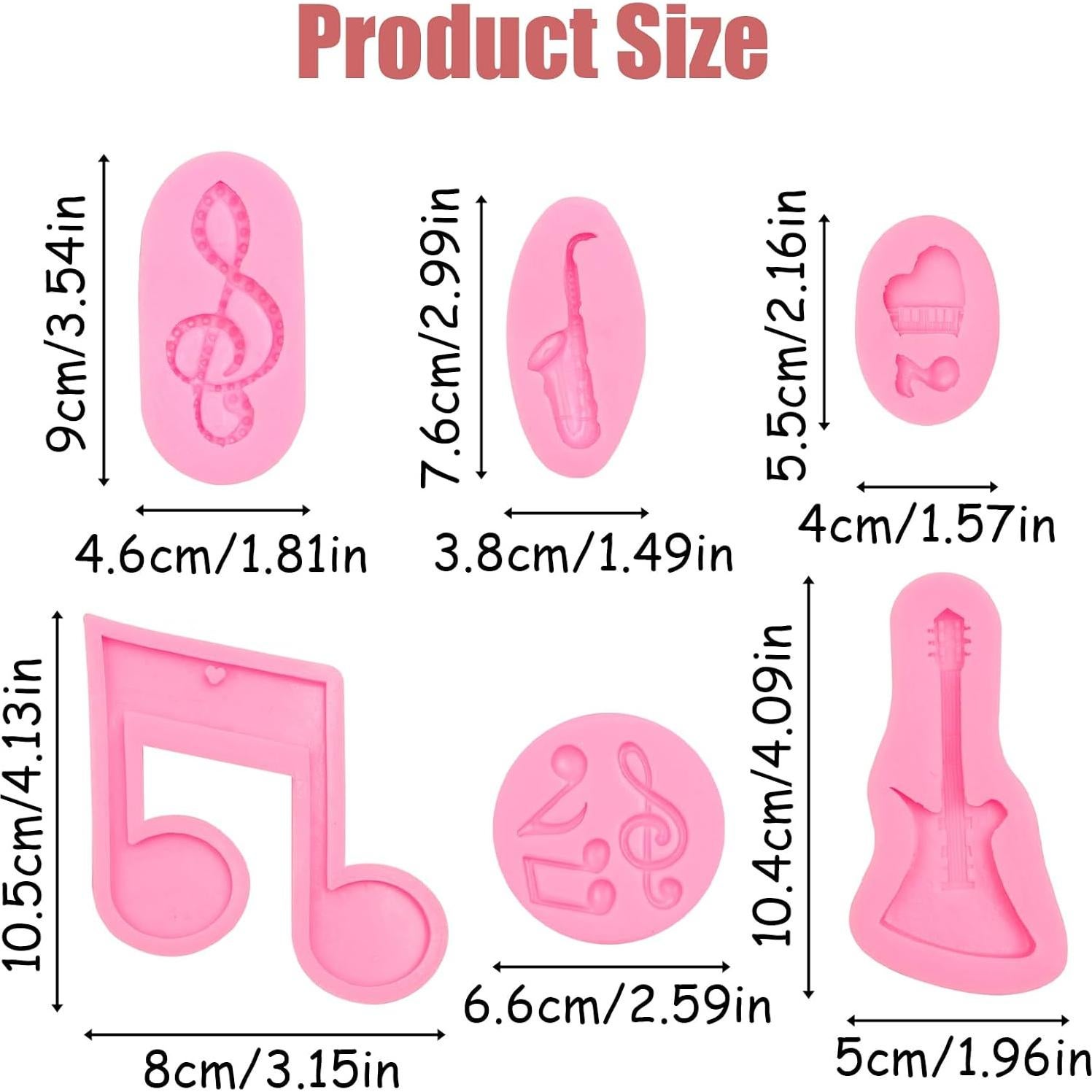 Moldes de Silicona Musical 6 Pcs ywzbomoldrm - Guitarra, Piano