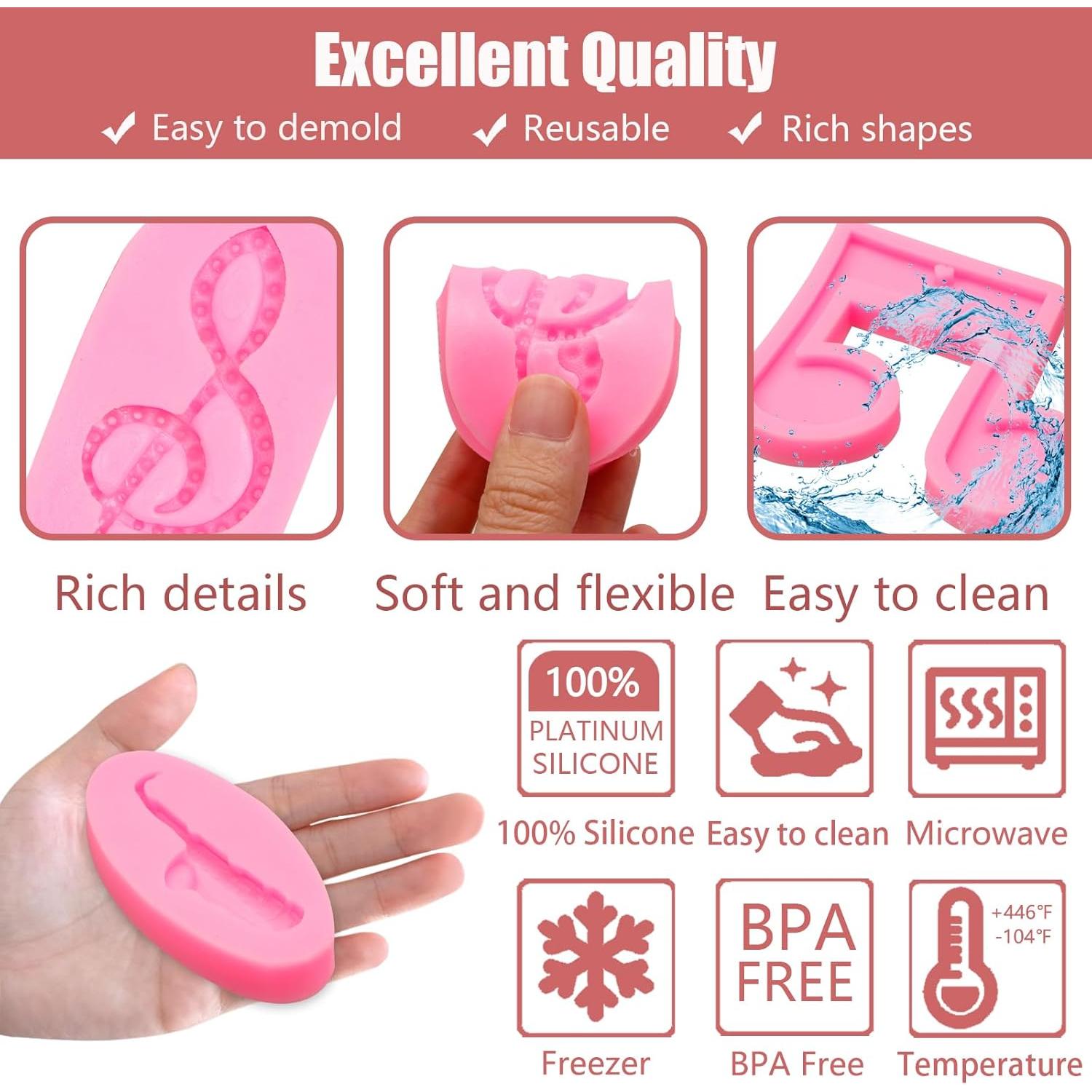 Moldes de Silicona Musical 6 Pcs ywzbomoldrm - Guitarra, Piano