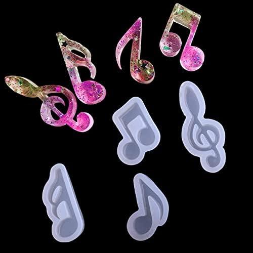 Molde de Silicona Acxico 4 Piezas Nota Musical Joyería DIY