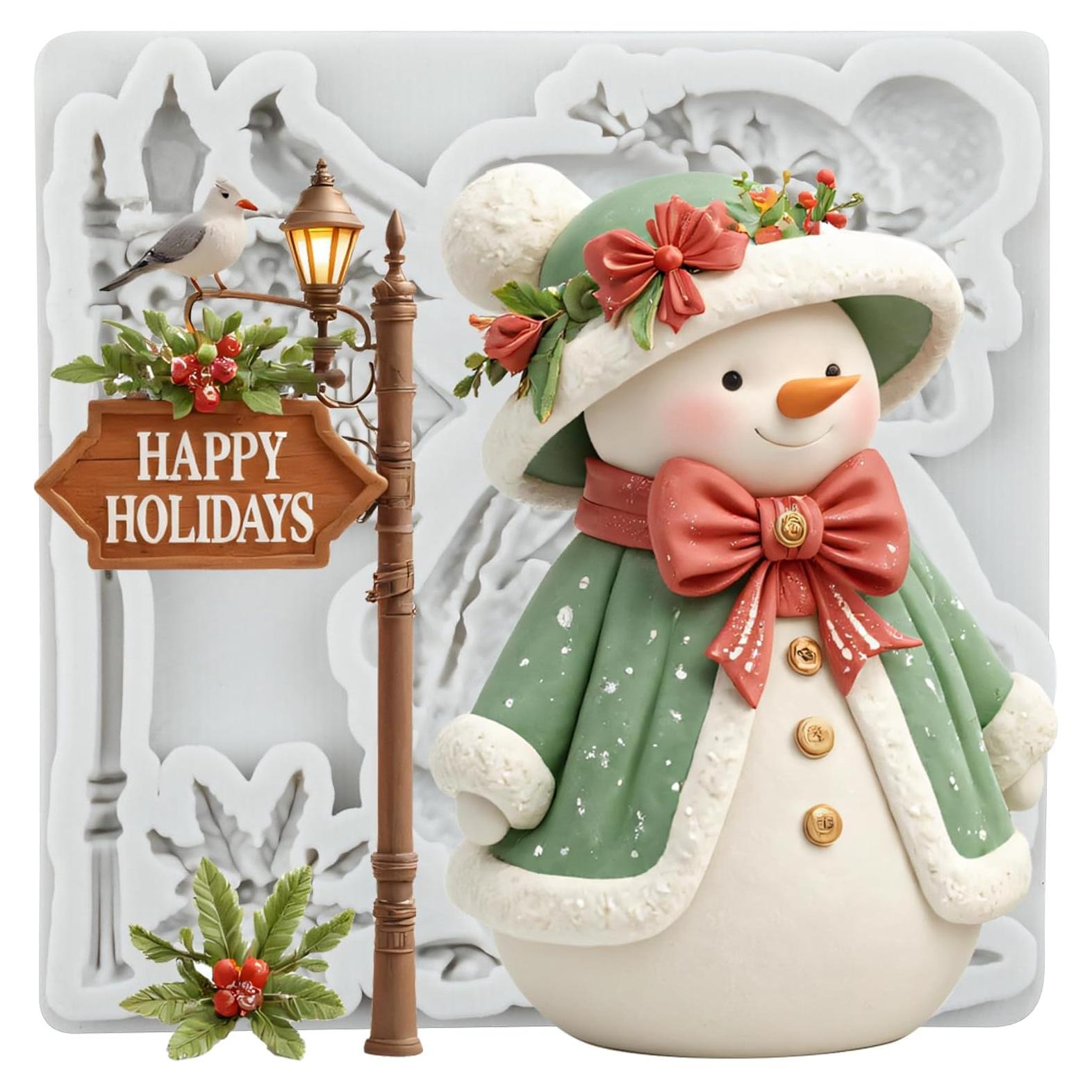 Molde de Silicona Muñeco de Nieve Navidad Lingzhi 8x8 cm