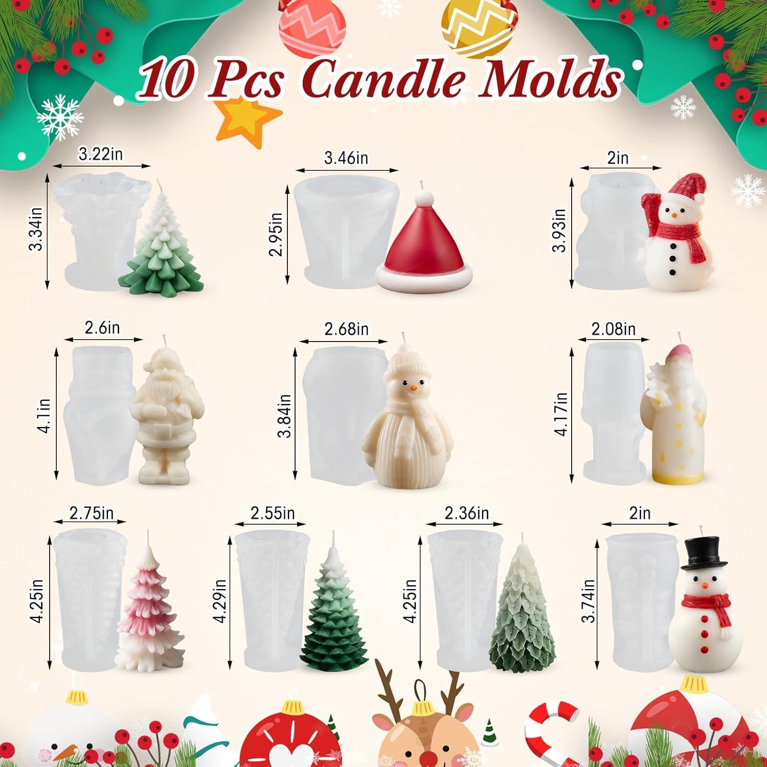 Conjunto de 10 Moldes de Silicona para Velas Navidad LemonRoad