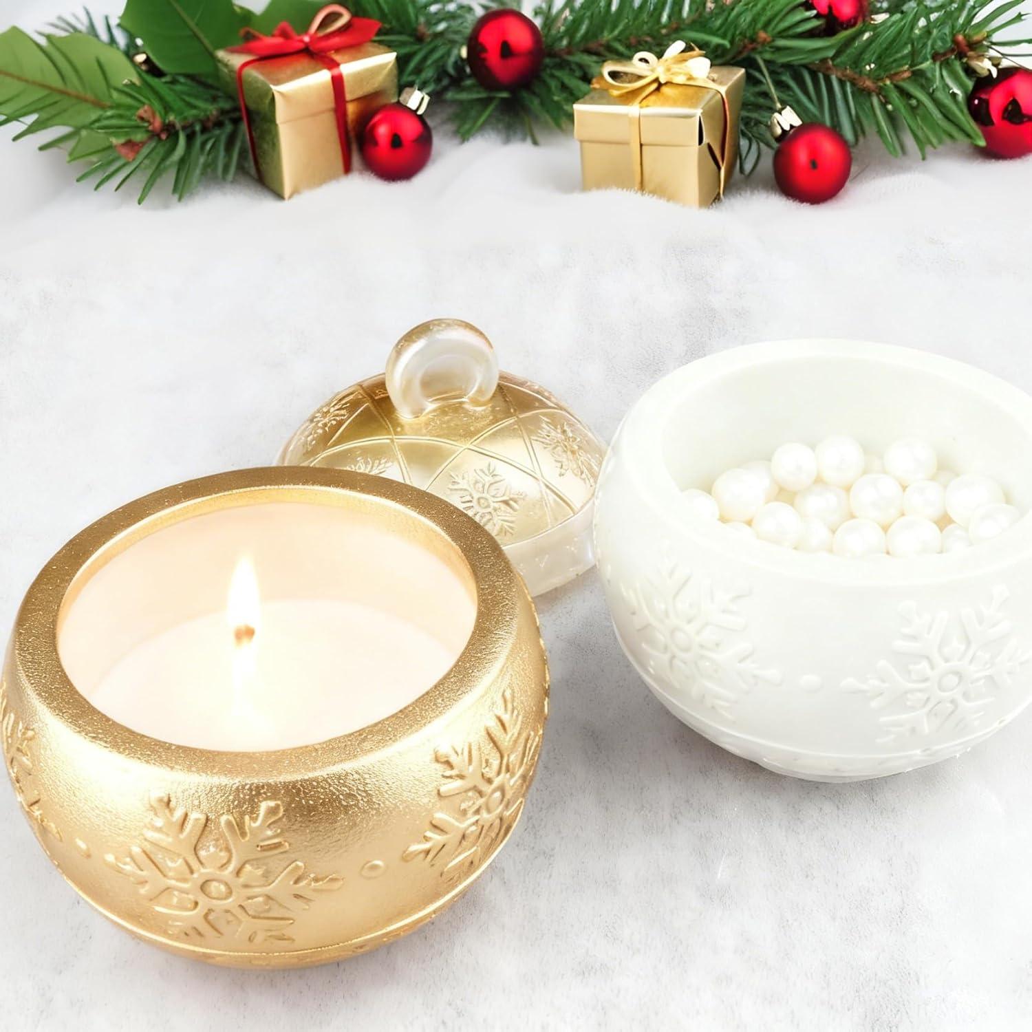 Molde de Silicona F FYJS para Tarro de Navidad con Copo de Nieve