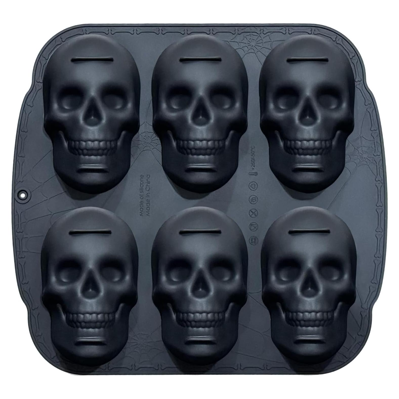 Molde de Silicona WESUN Calavera 6 Cavidades para Pasteles y Hielo