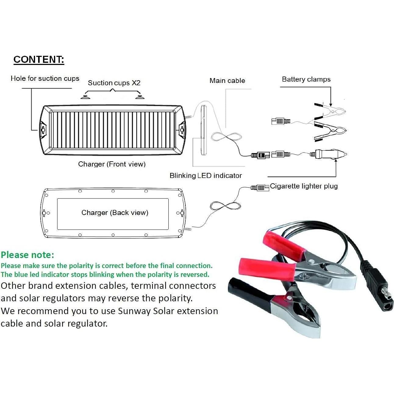 Cargador Solar Sunway 4W para Batería 12V Automotriz