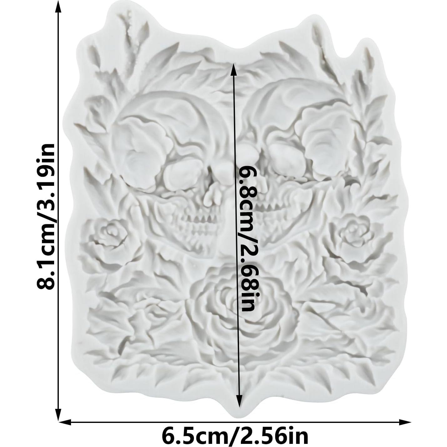 Halloween Skull Silicone Mold Rose Fondant Chocolate Molds for Cake Decoration Cupcake Toppers Candy Polymer Clay Gum Paste