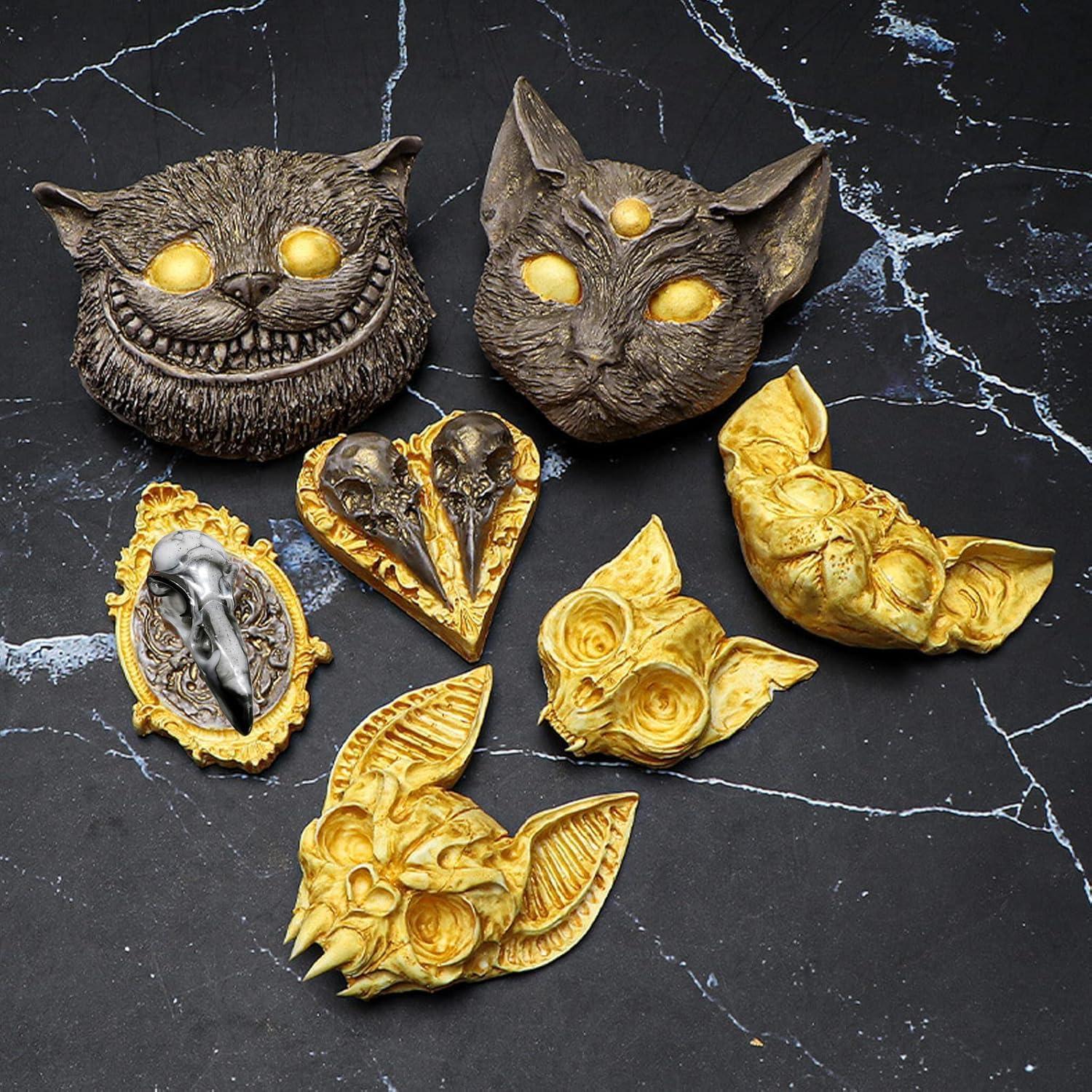 Halloween Skull Silicone Molds Raven Head Fondant Mold for Cupcake Topper Cake Decoration Candy Polymer Clay Chocolate Gum Paste