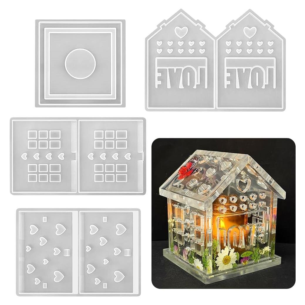 Molde de Silicona Porta Velas Casa Corazón ResinWorld 10.39cm