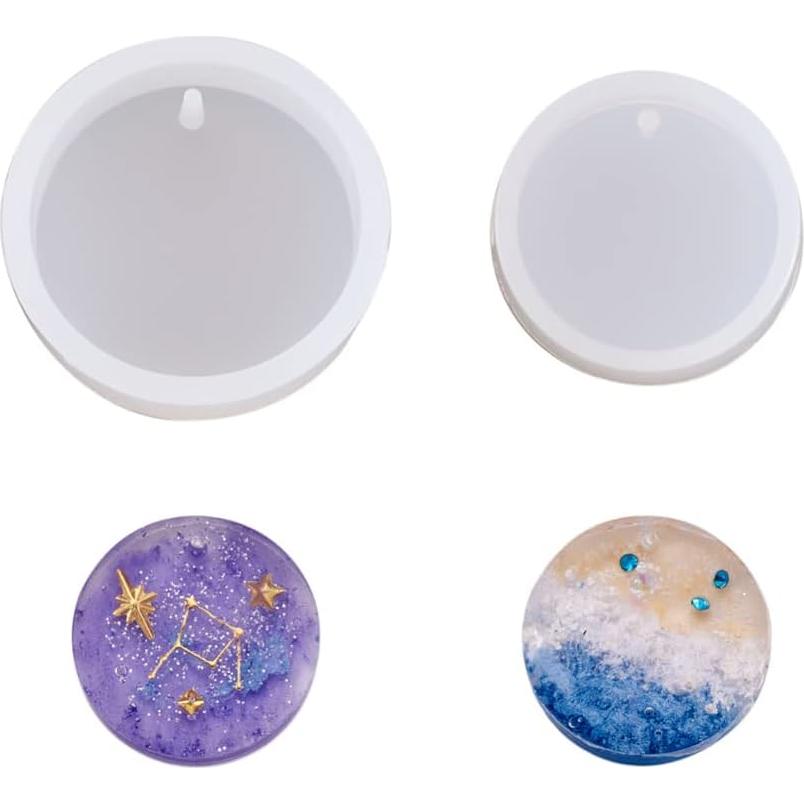 Moldes de Silicona Cheriswelry 10pcs Redondos Planos 28mm