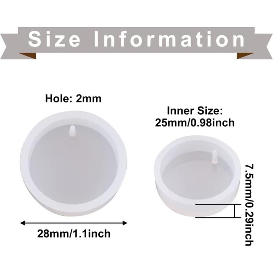 Moldes de Silicona Cheriswelry 10pcs Redondos Planos 28mm