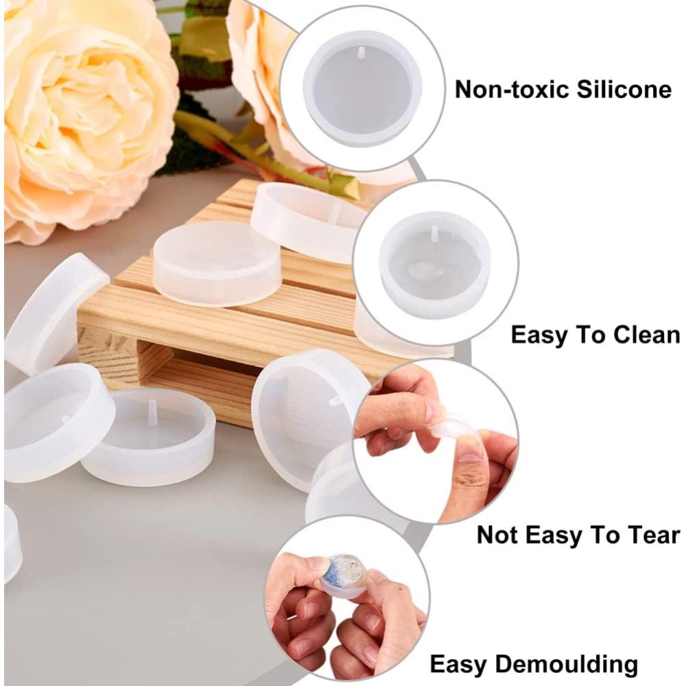 Moldes de Silicona Cheriswelry 10pcs Redondos Planos 28mm