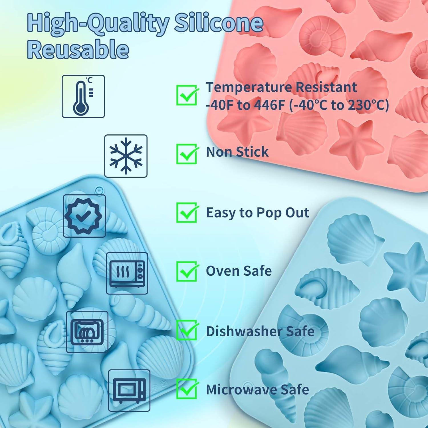 Moldes de Silicona Oceánicos SIQINZONGWA - 2 Piezas Antiadherentes
