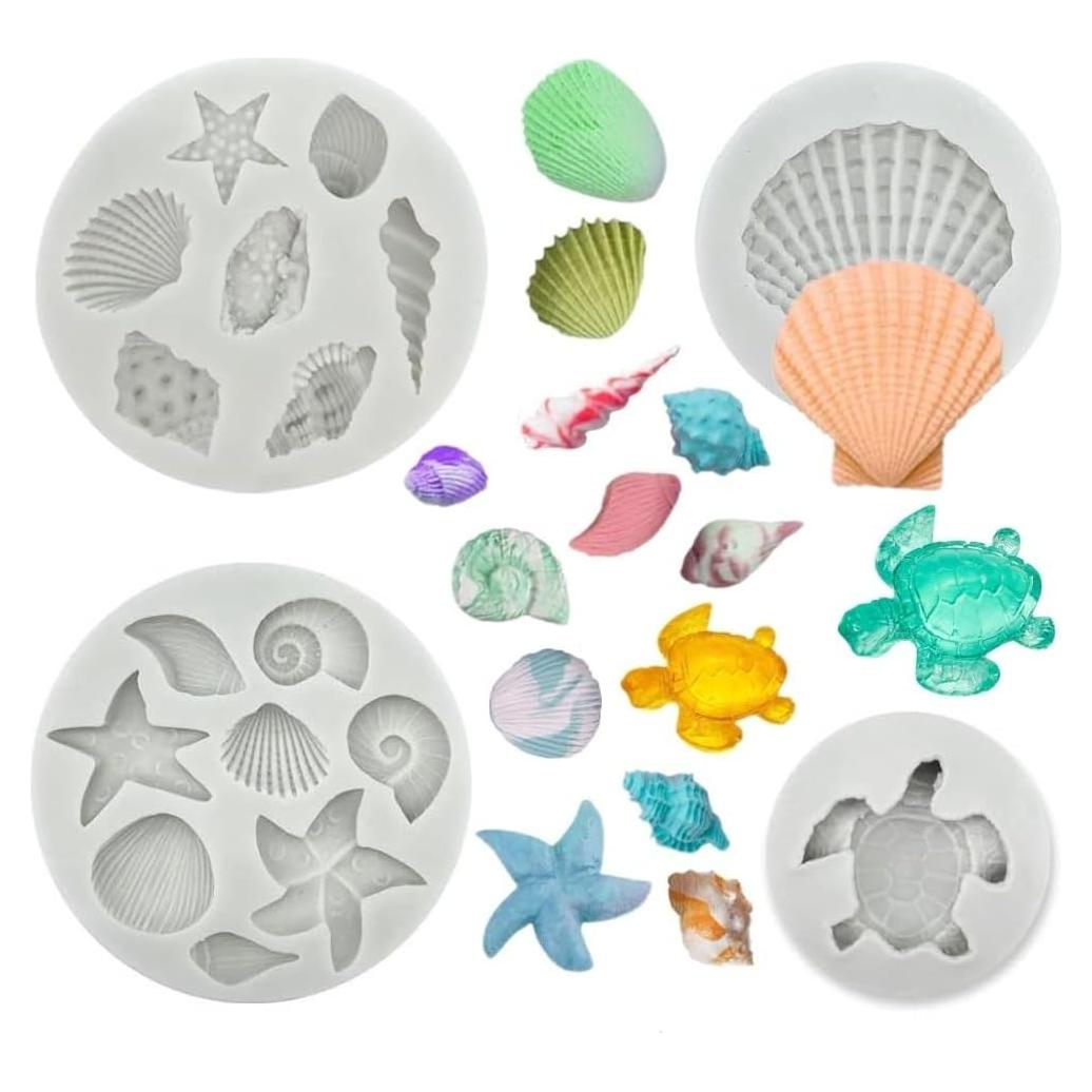 4 Moldes de Silicona Marino ELINKA para Pasteles y Dulces