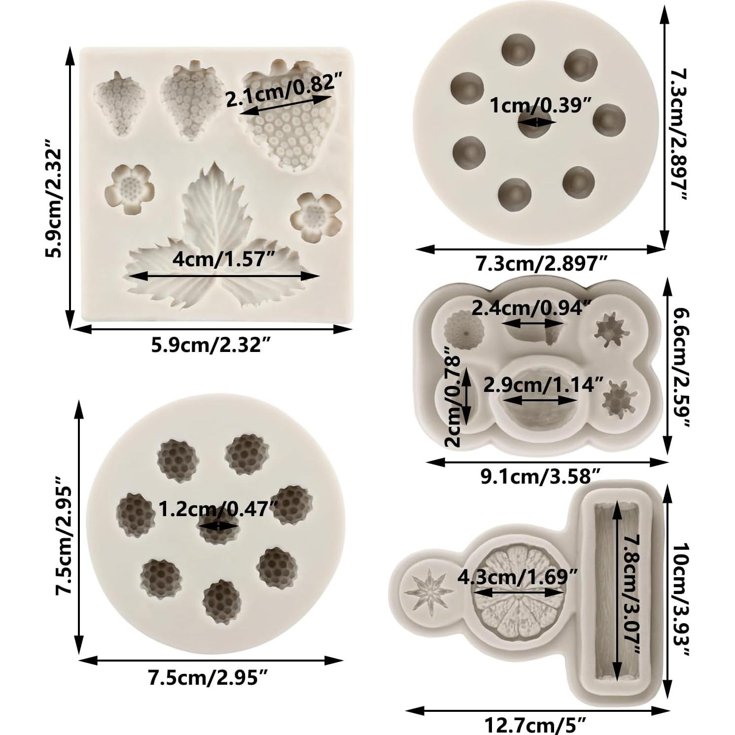 Set de 5 Moldes de Silicona Sijiangmold para Fondant y Chocolate