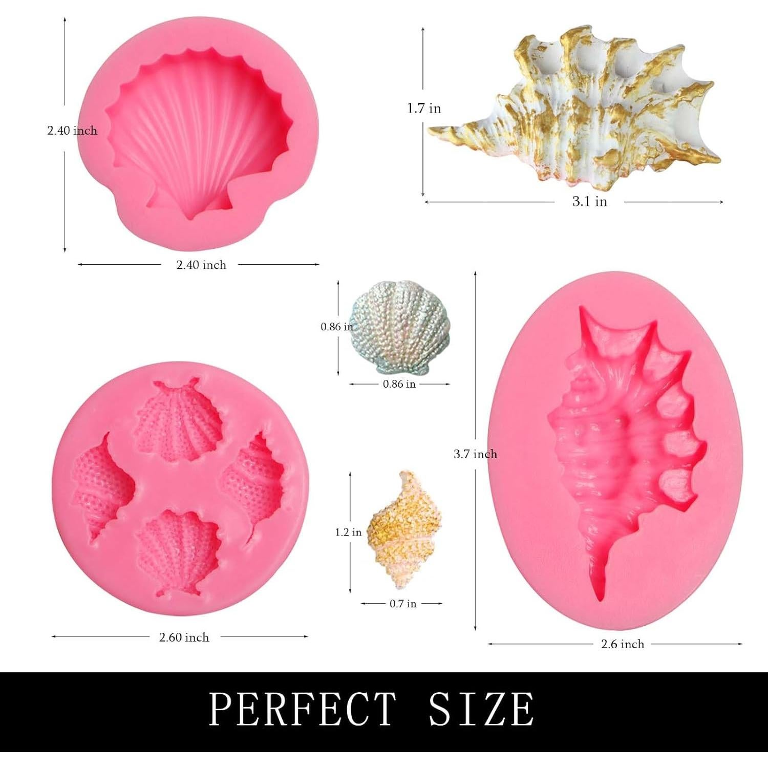 Molde de Silicona para Fondant Concha de Mar Muyulin - 3 Piezas