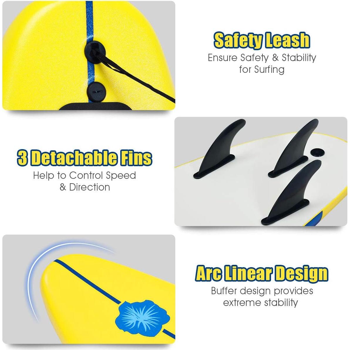 Tabla de Paddle GYMAX 182.88 cm Antideslizante y Ligera